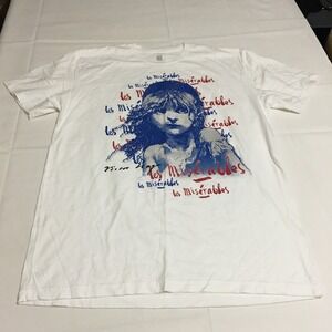 Les Miz Graphic T-Shirt Adult Large White Broadway Musical Cosette Victor Hugo